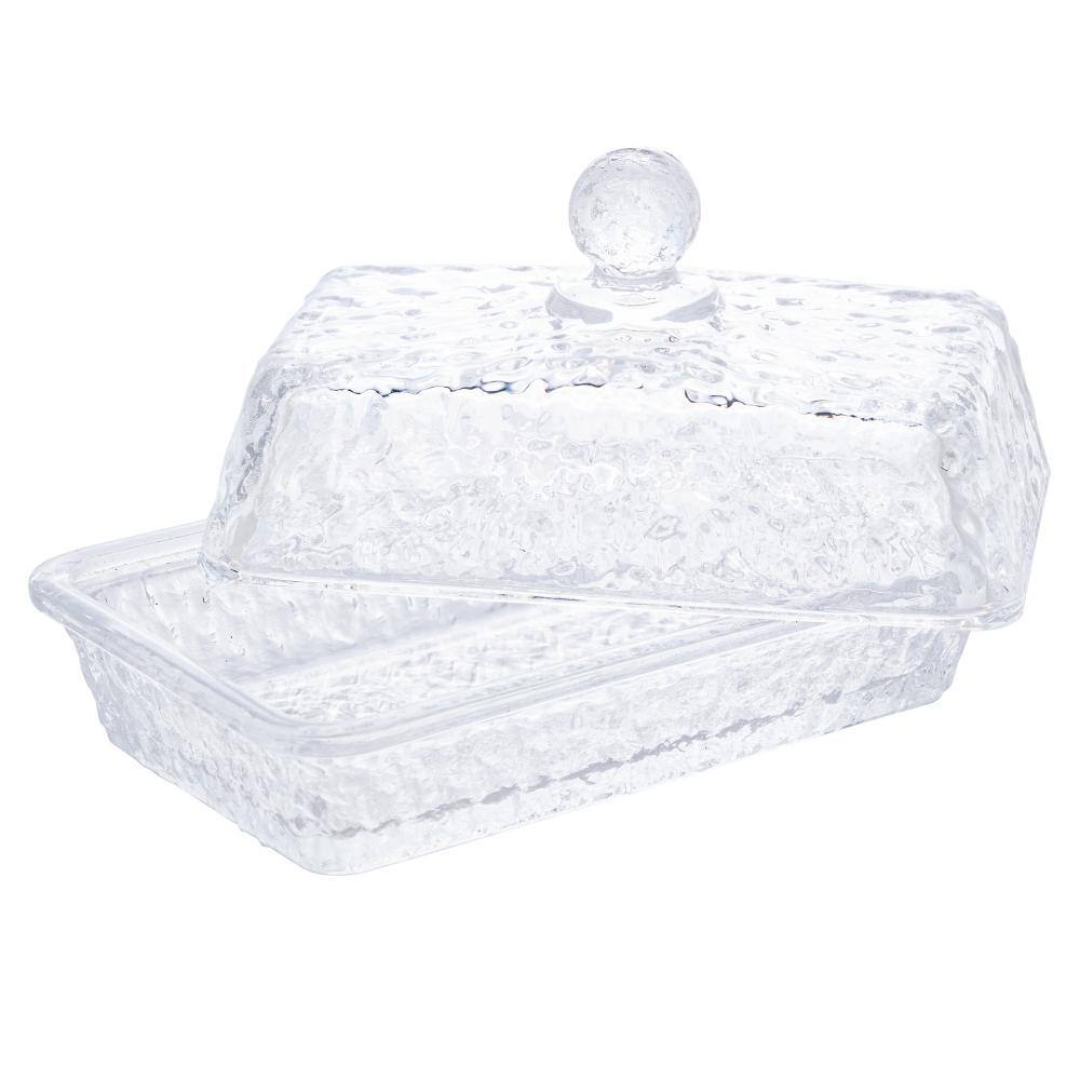 Manteigueira com Tampa Lyor Petra de Cristal Martelado 17cm
