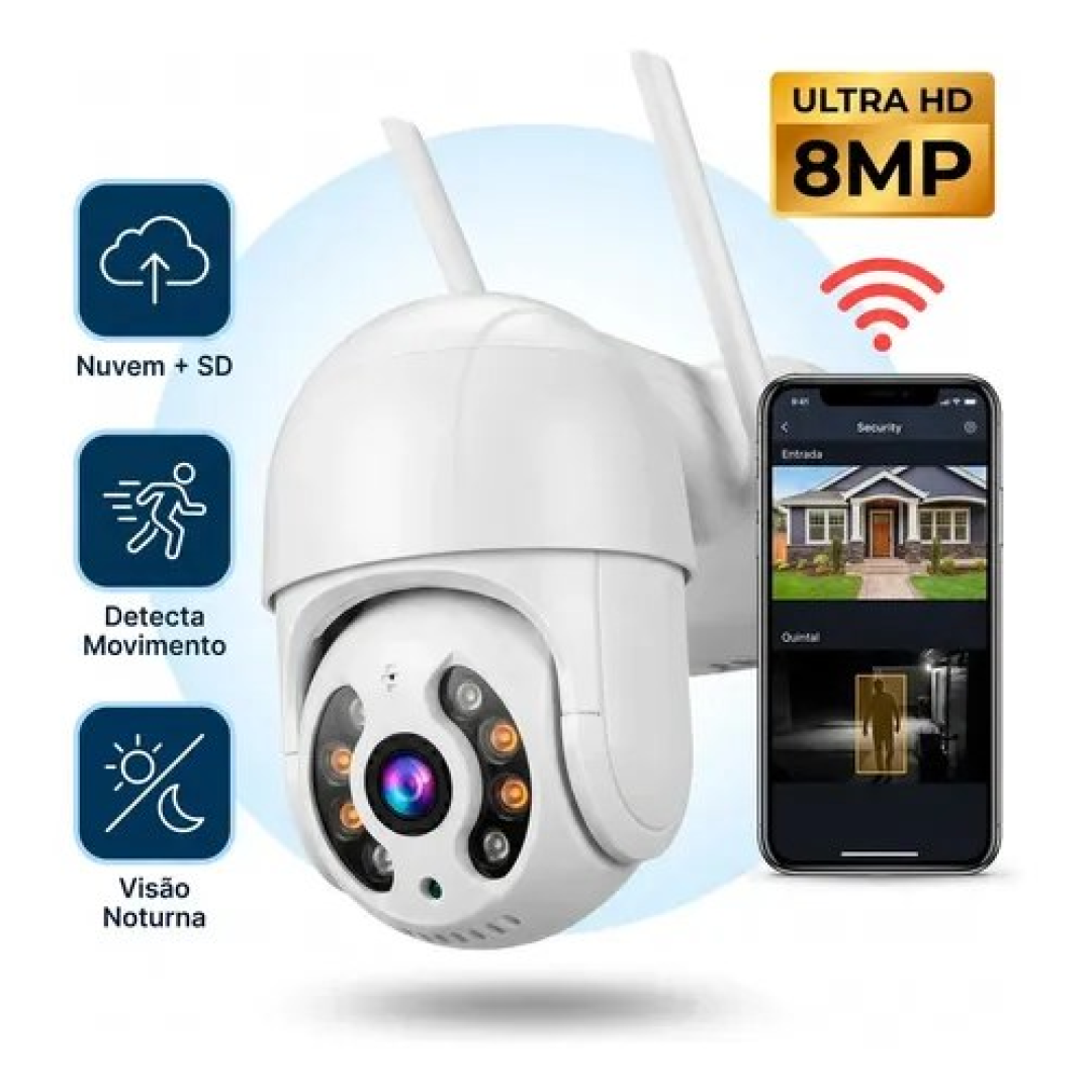 Câmera De Segurança Ip Wifi A8 Full Hd Icsee Ptz 355° Com Visão Noturna Áudio Bidirecional Ip66 Monitoramento Remoto Android E iPhone
