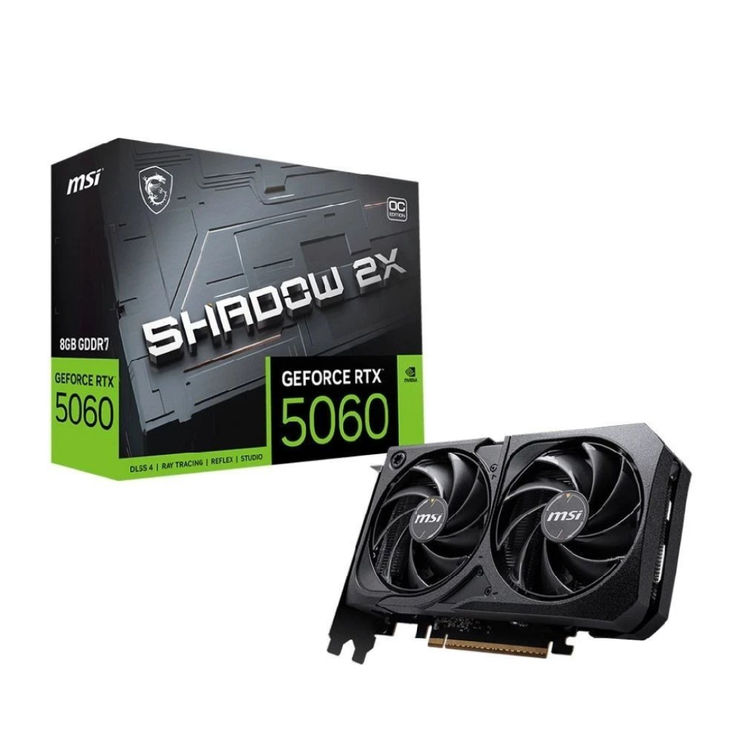 Placa de Vídeo MSI NVIDIA GeForce RTX 5060 SHADOW 2X OC, 8GB, GDDR7