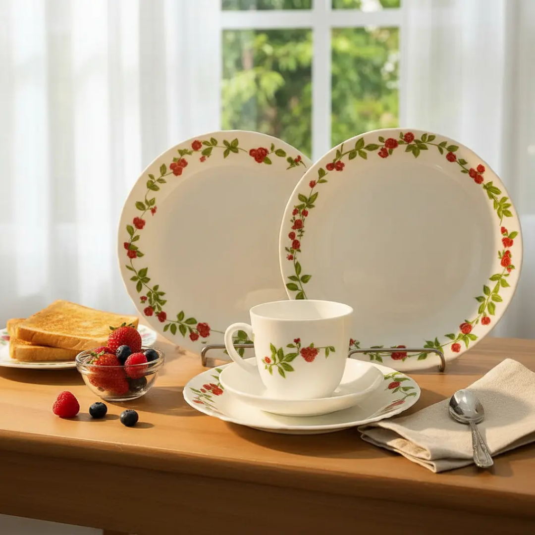 Aparelho De Jantar Chá 20 Peças Estampado Vidro Luxo Pratos