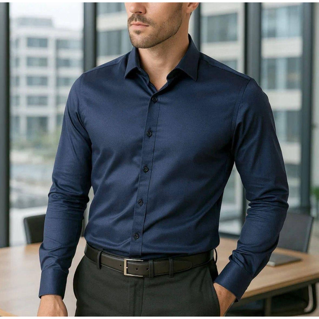 Camisa Social Masculina Slim Fit Premium Passa Facil Preto Liso M