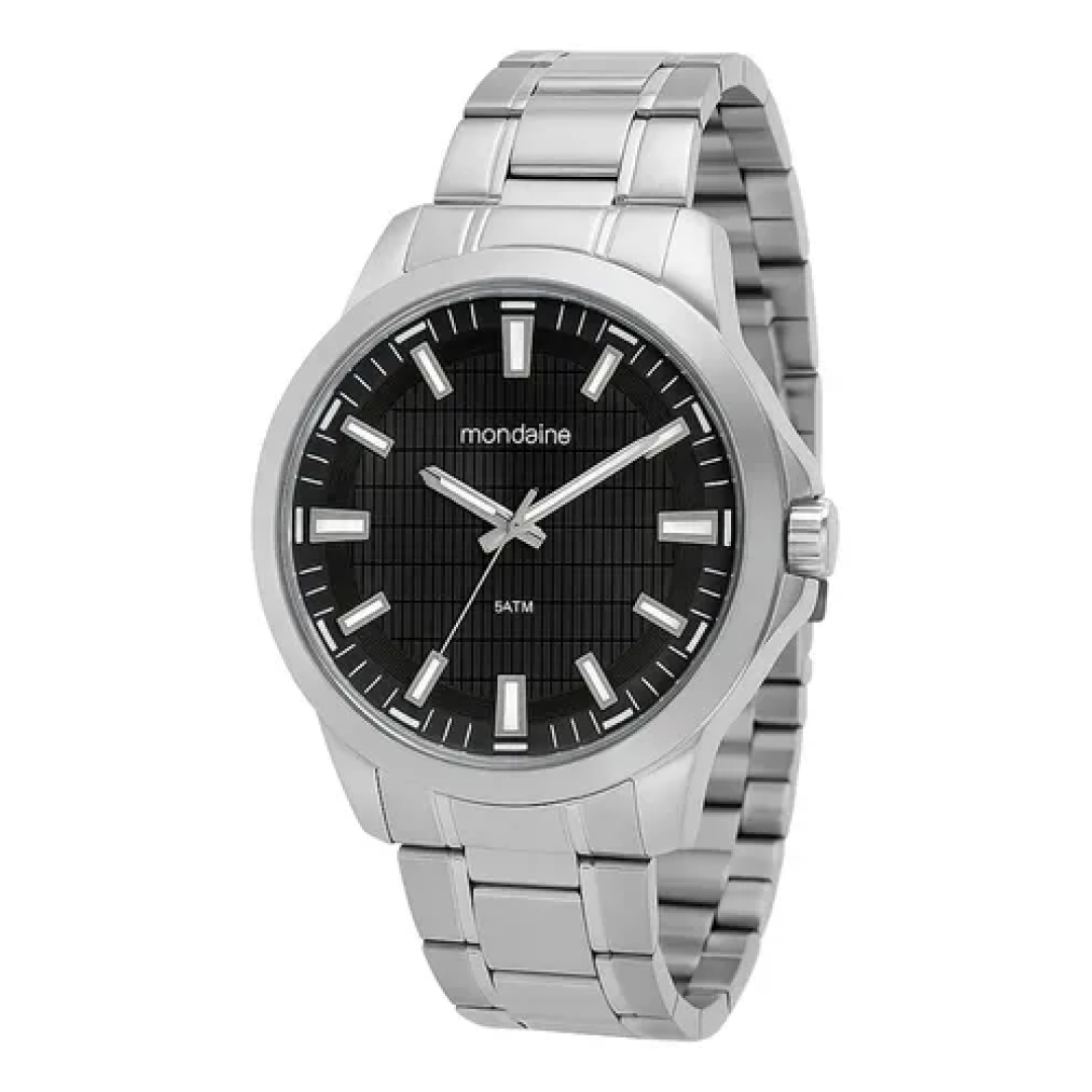 Relógio de pulso Mondaine 99784G0MVNE1 com corria de aço inoxidável cor prateado - fondo preto