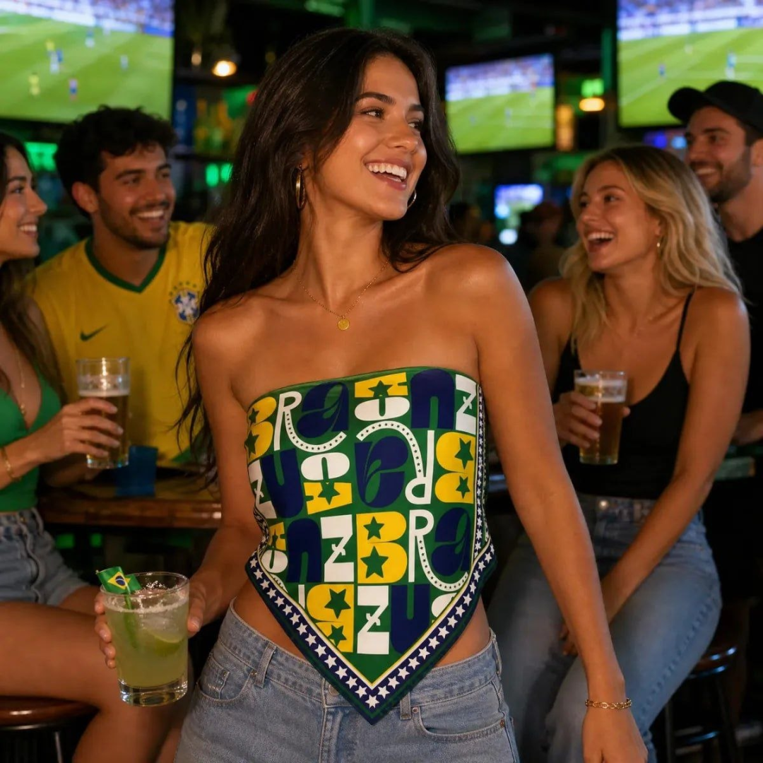 Lenço Feminino Grande Em Cetim Edição Copa do Mundo Brazuca 90x90