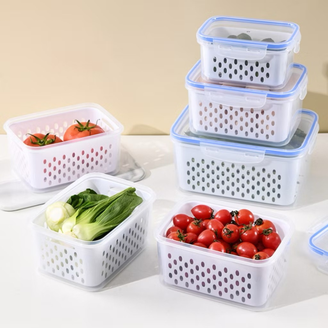 Kit 3 Organizadores Potes Hermetico Geladeira 850ML/1750ML/3300ML