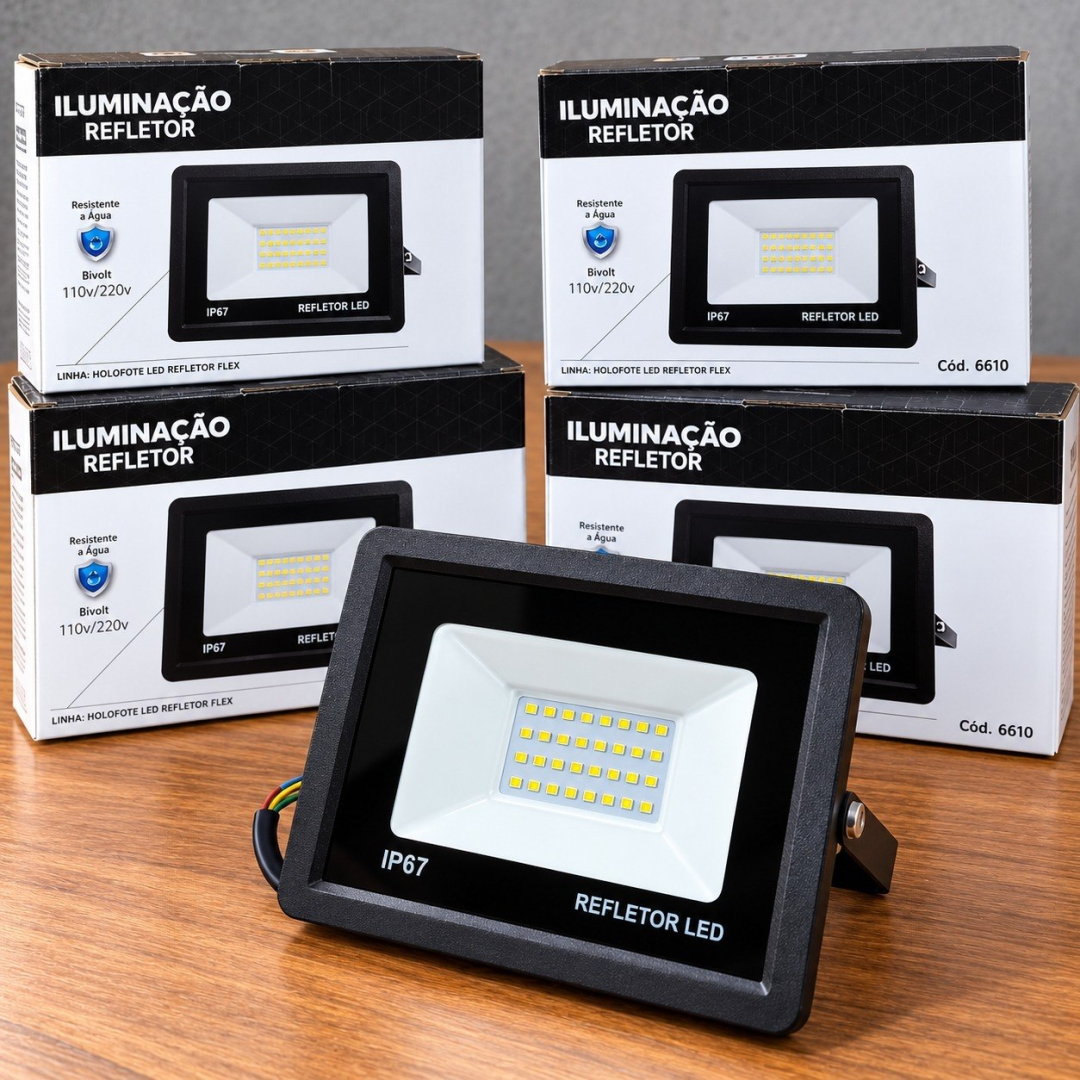 Kit com 4 Refletores LED 300W 3500K IP67