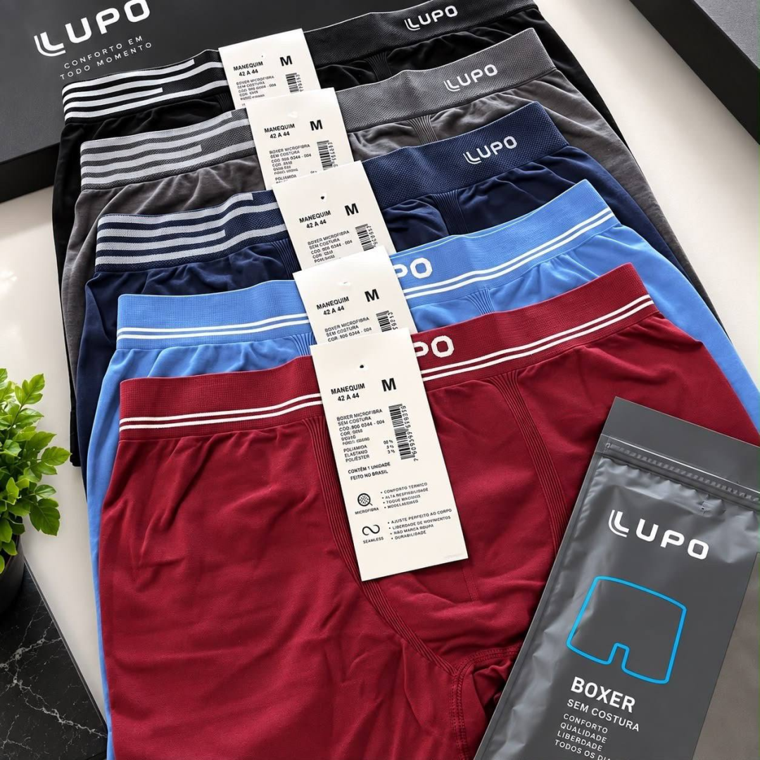Kit 10 Cuecas Boxer Lupo Microfibra Sem Costura Adulto
