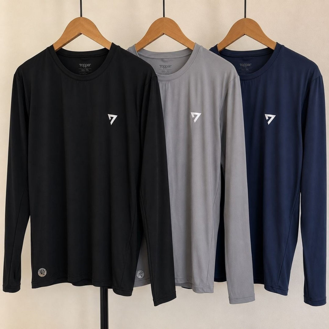 Kit com 3 Camisetas Térmicas Segunda Pele Camisa Uv50