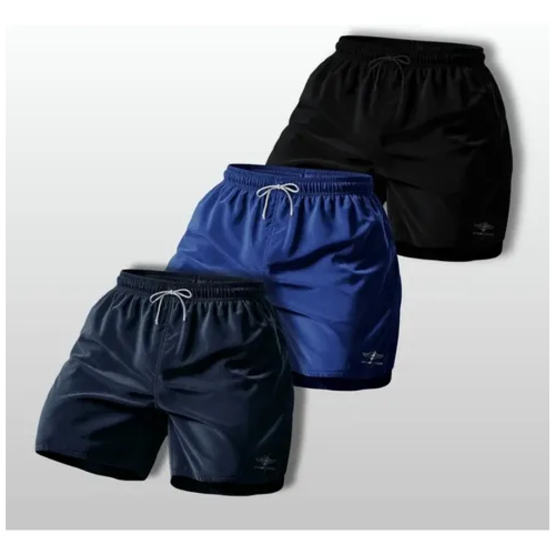 Kit com 3 Shorts Mauricinho Tactel