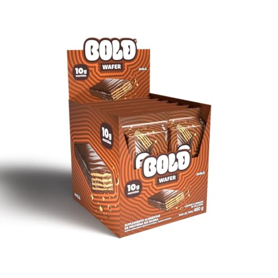 Caixa com 12Un Wafer Bold Avelã 10g de Proteína