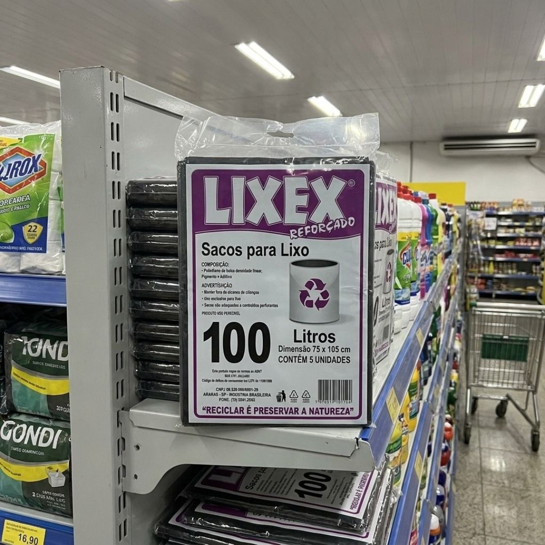 Saco De Lixo 100 Litros Reforçado Lixex 50 Unidades Forte Resistente Não Rasga - Ideal Para Condomínio Empresa Restaurante E Indústria - Baixa Densida...