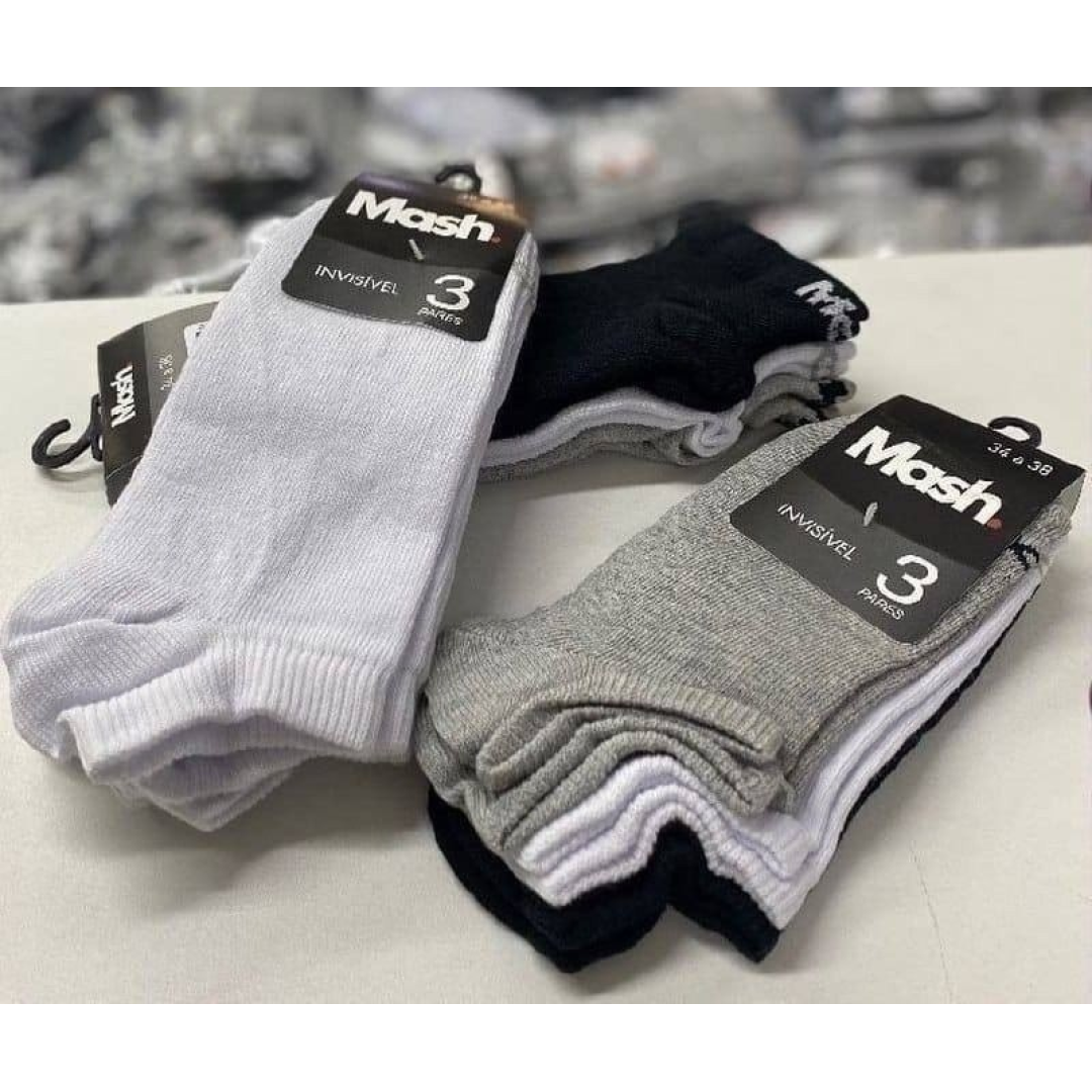 Kit com 12 Pares de Meias Mash Cano Curto