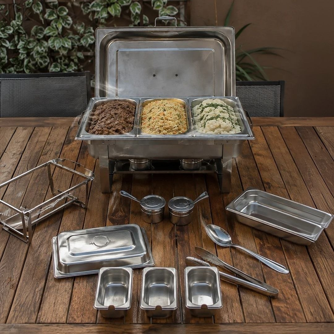 JMA Inox KL065-03-1 Rechaud 9 Litros 1/3 Panelas Banho Maria 3 Cubas Buffet