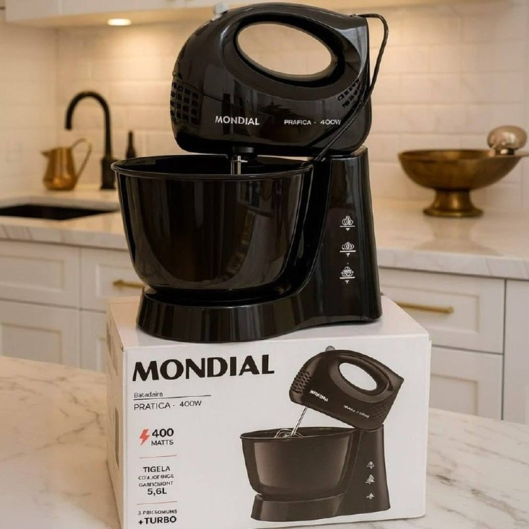 Batedeira Prática Mondial Preto 400w B-44-b 220v