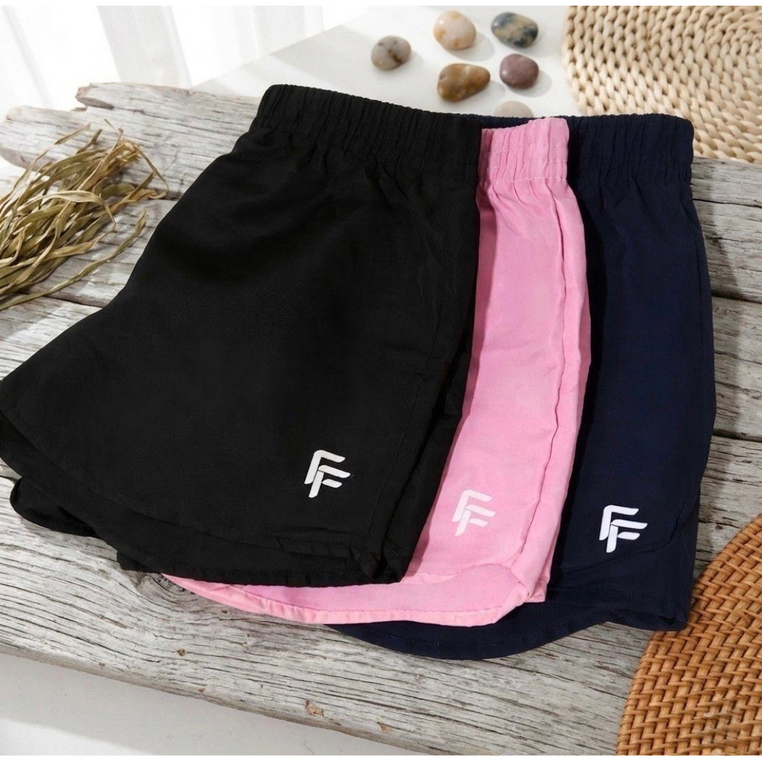 Kit 3 Shortinho Feminino Moda Praia Piscina Short Tactel