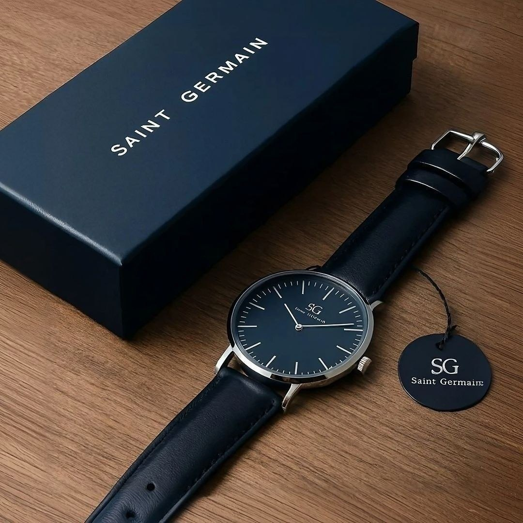Relógio Masculino Saint Germain Murray de Quartzo com Pulseira Preta e Caixa Prateada de 40mm