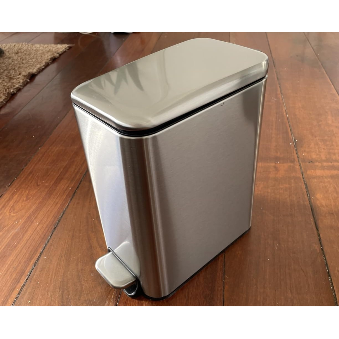Lixeira 5L Powermaid Retangular Linea Inox Fechamento Suave