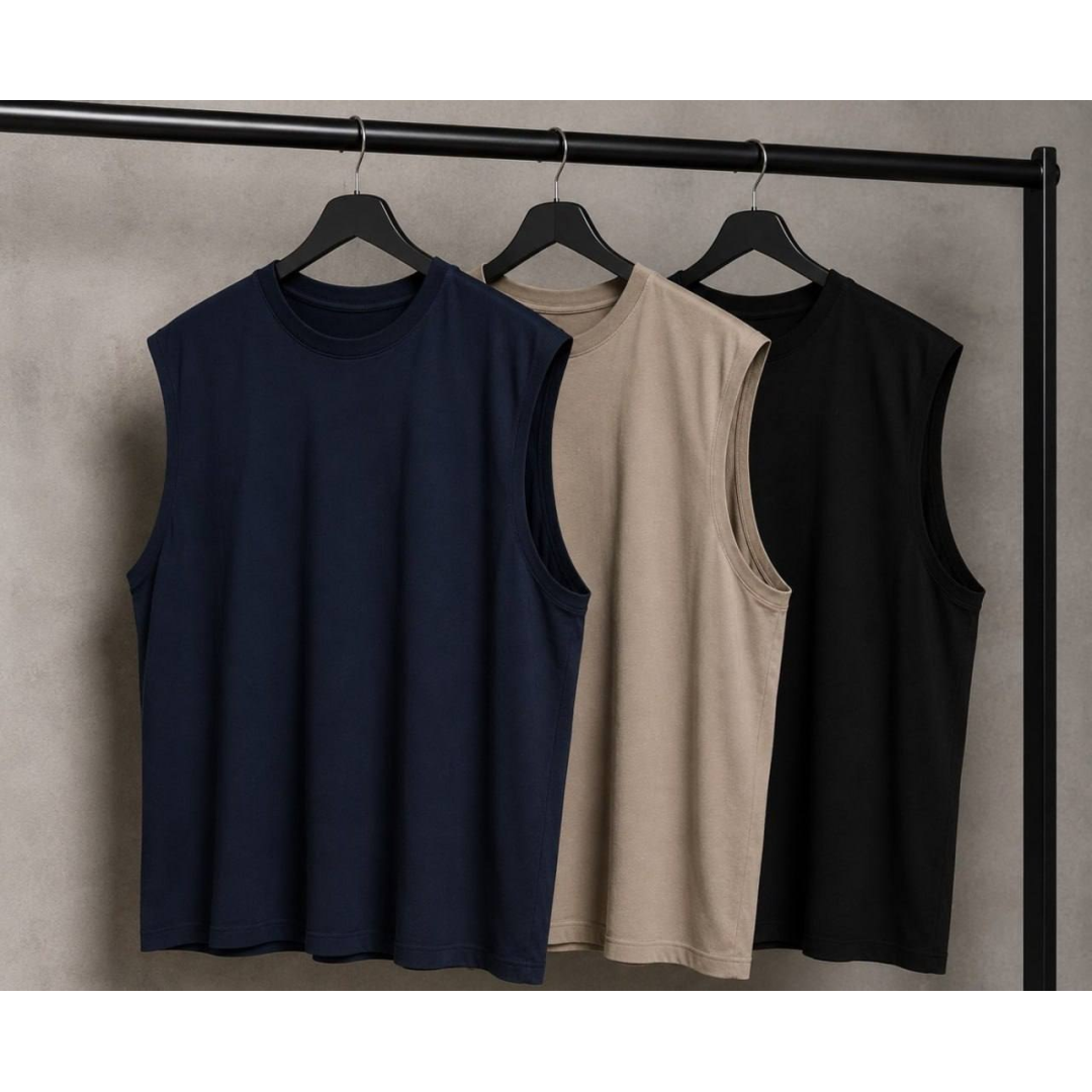 Kit 3 Regata Oversized Machão Streetwear Lisa Casual Básicas