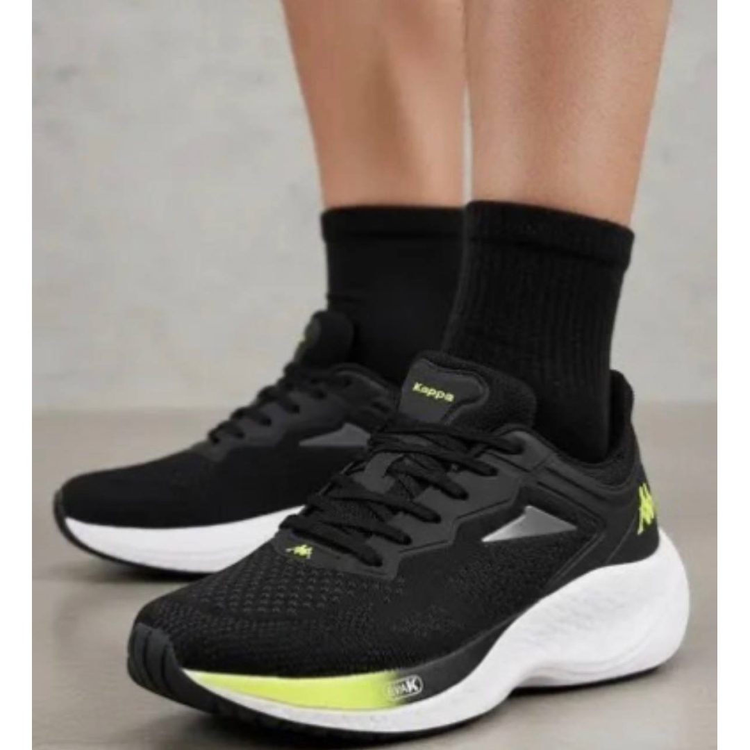 Tênis Kappa Pulse Evo Masculino Feminino Preto-amarelo Limão 42