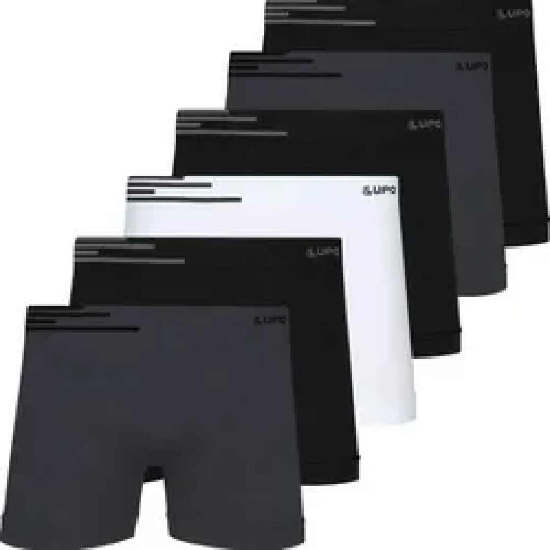 Kit com 6 Cuecas Boxer Lupo Microfibra sem Costura