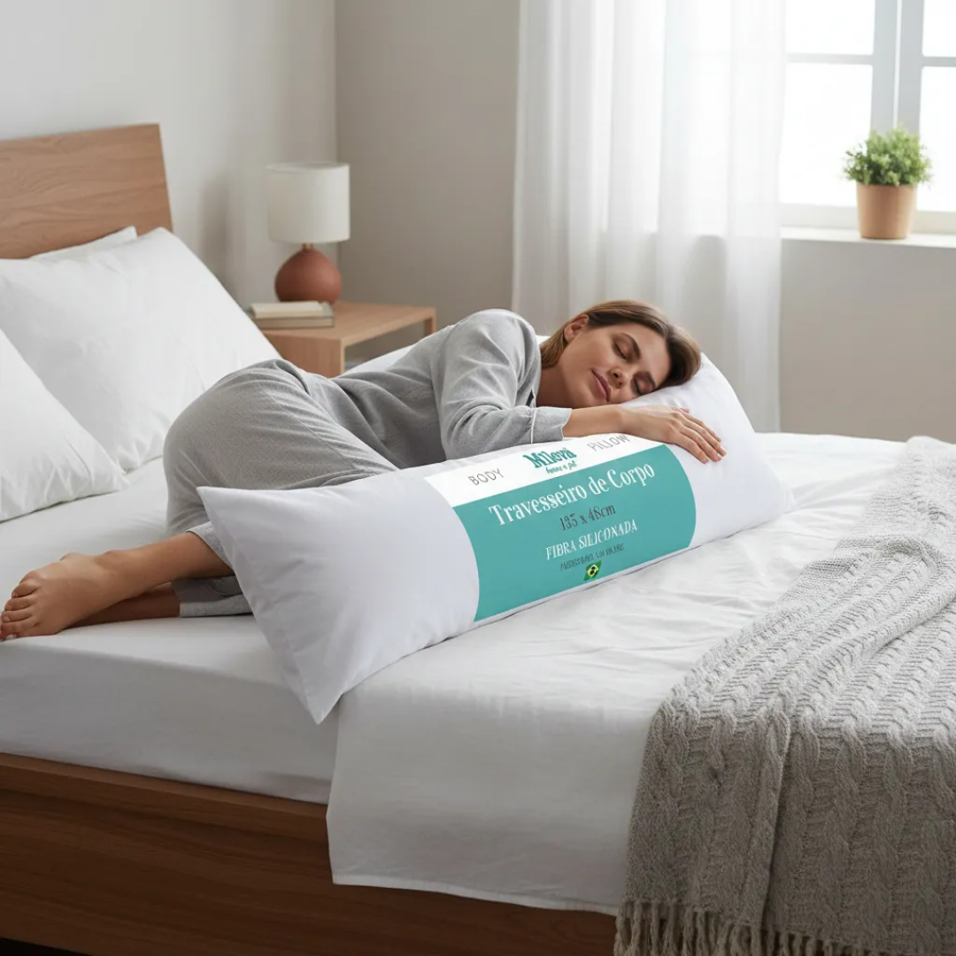Travesseiro De Corpo Gigante 100% Fibra Siliconada - Gestante - Xuxão Grávida - Quiropraxia - Super Macio - Alivia Dor na Coluna