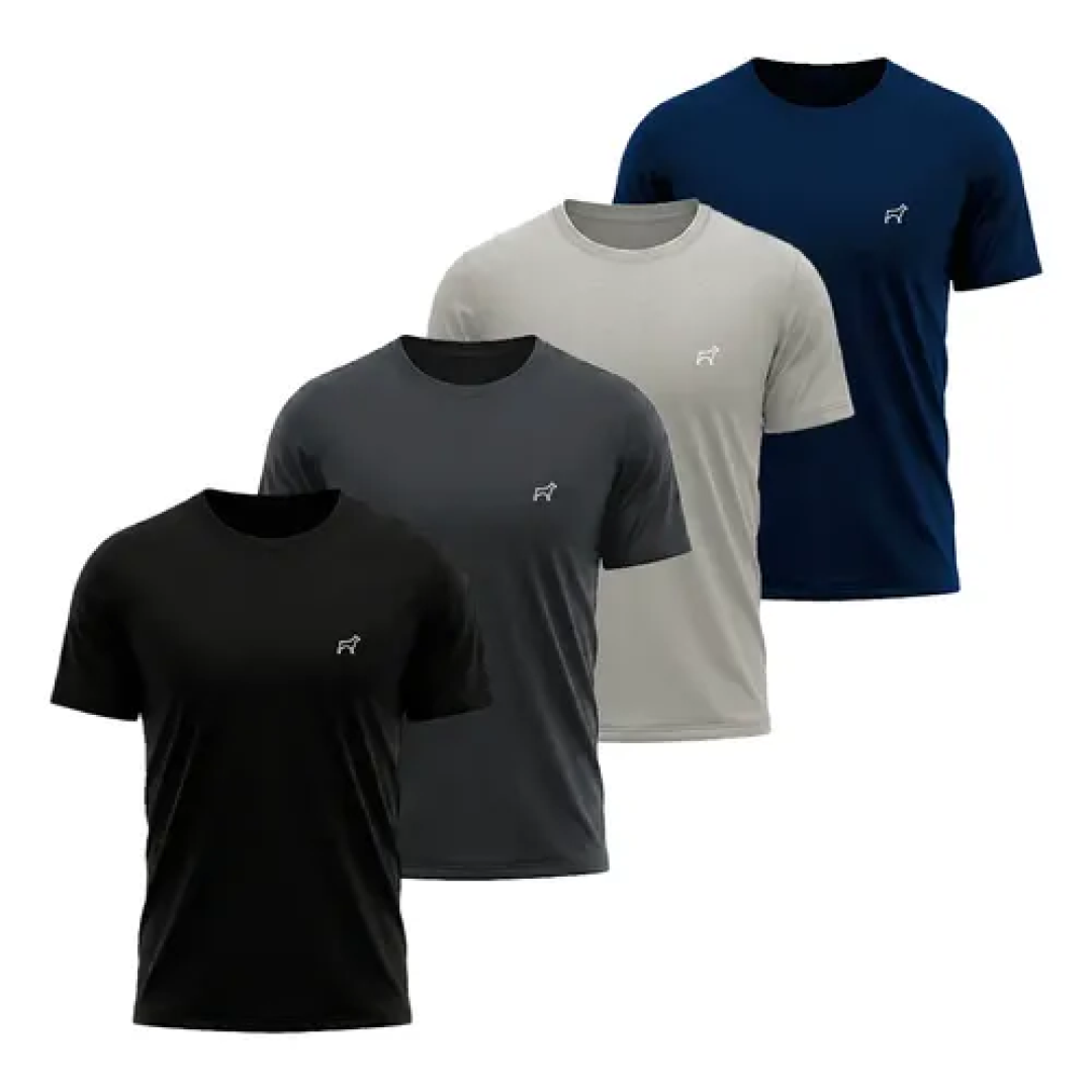 Kit com 4 Camisetas Parvori Dry Fit
