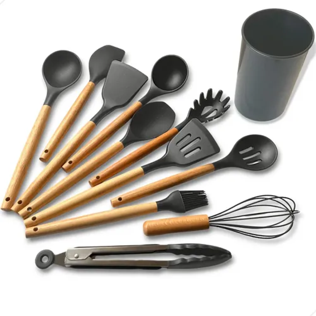 Kit com 12 Utensílios de Cozinha Silicone