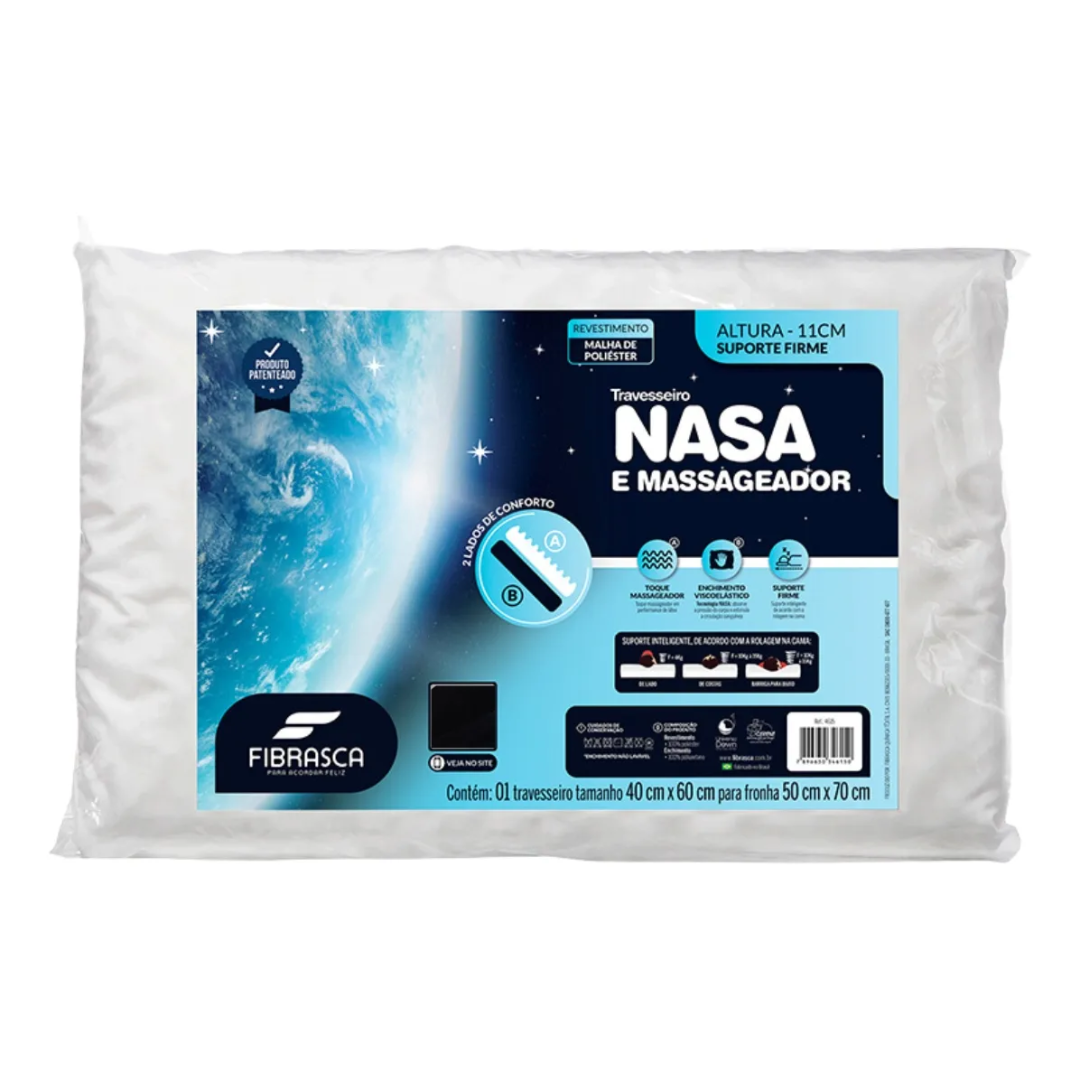 Travesseiro Nasa E Massageador Perfil Baixo Fibrasca Para Fronhas 50x70 Cor Branco