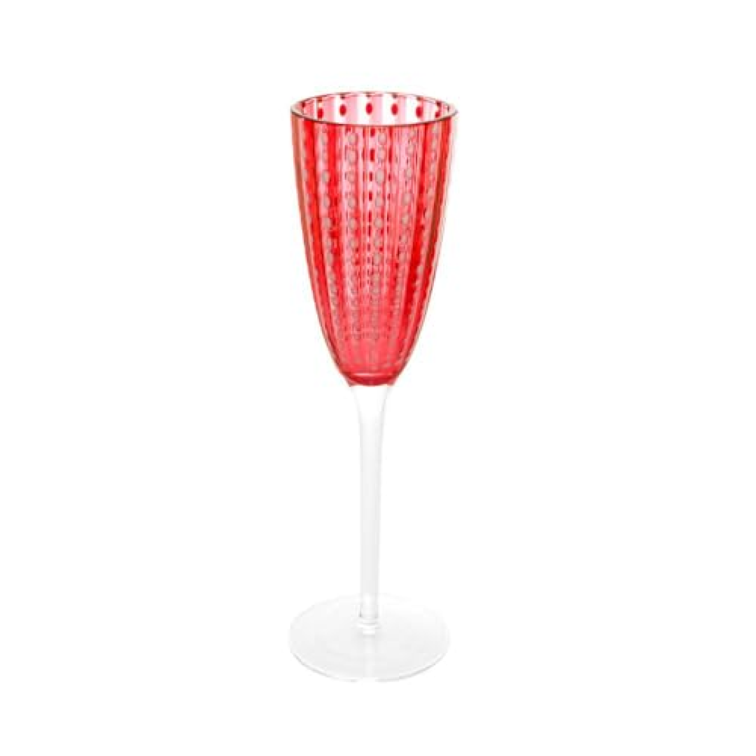 WOLFF Conjunto 2 Taças para Champanhe Orquídea, Vidro Vermelho, 200ml