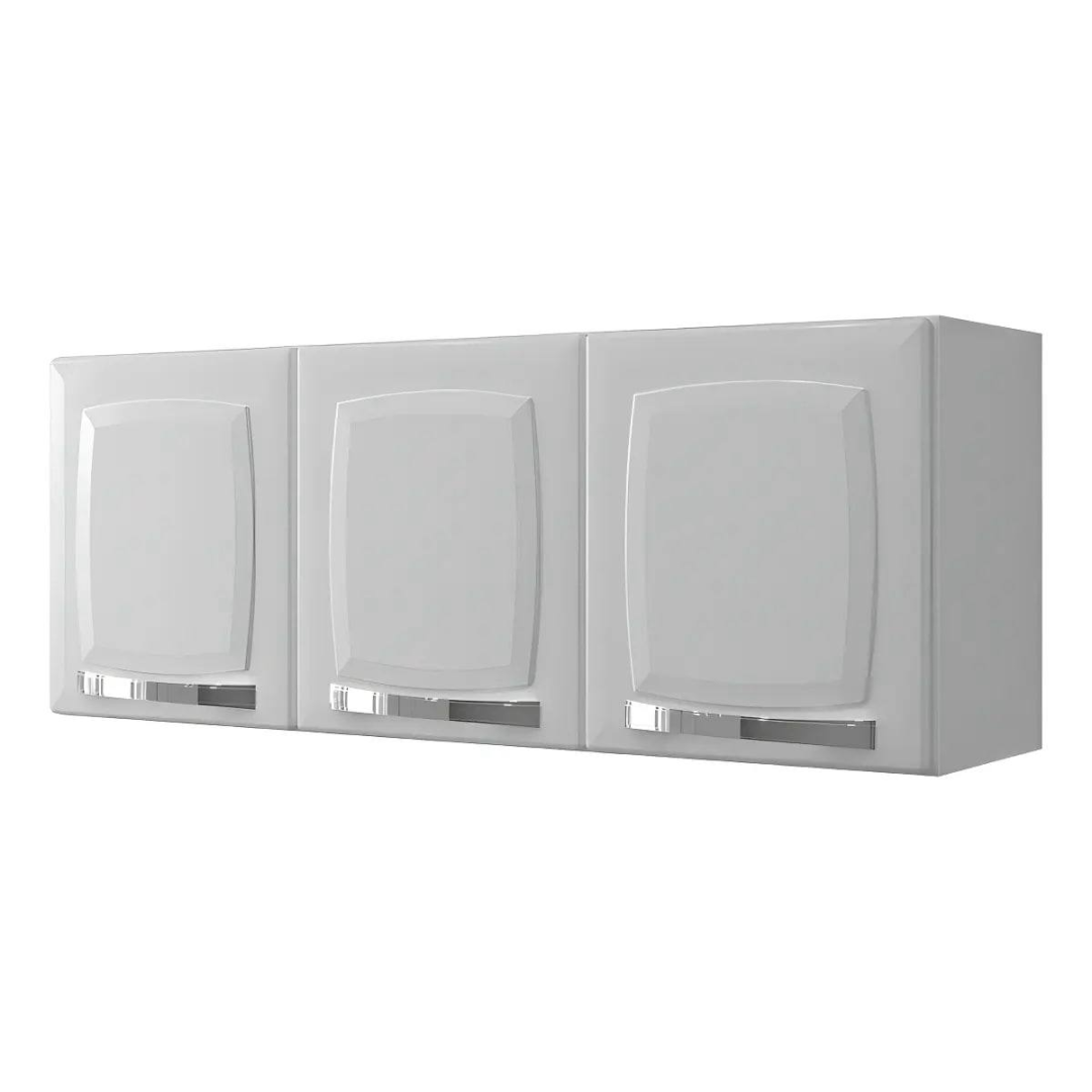 Armário Aéreo De Cozinha Cor Branco 3 Portas Rose Itatiaia