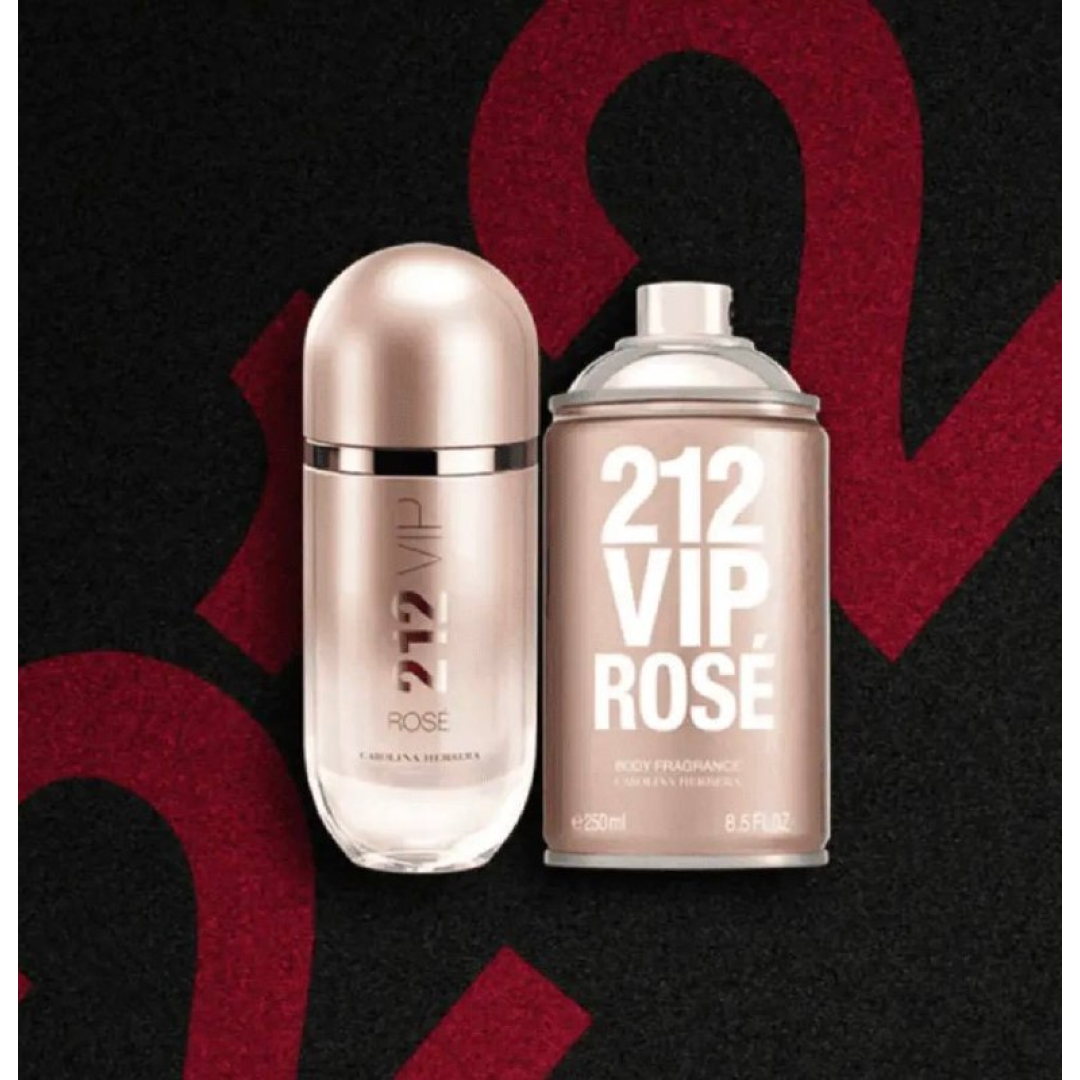 Body Spray Carolina Herrera 212 Vip Rosé Feminino 250ml - Body Splash De Longa Fixação