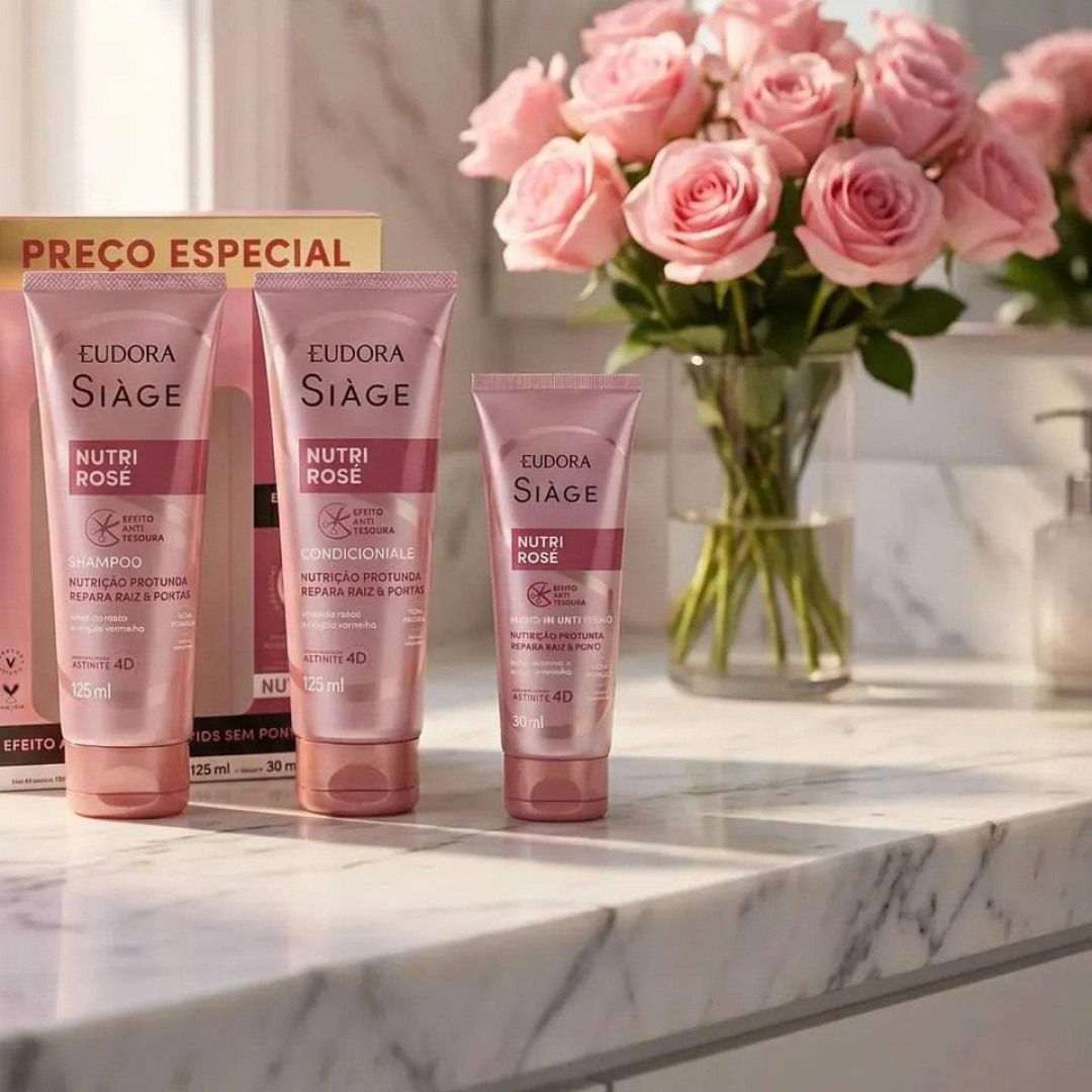 Kit Nutri Rose Shampoo 250ml + Cond 125ml + Leave-in 30ml