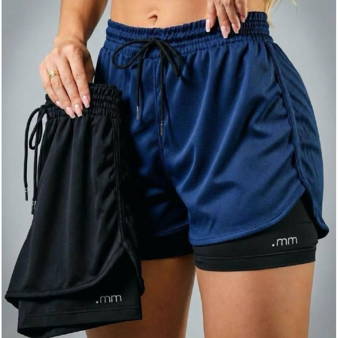 Kit 2 Short Duplo Compressão Fitness Bermuda Treino Feminino