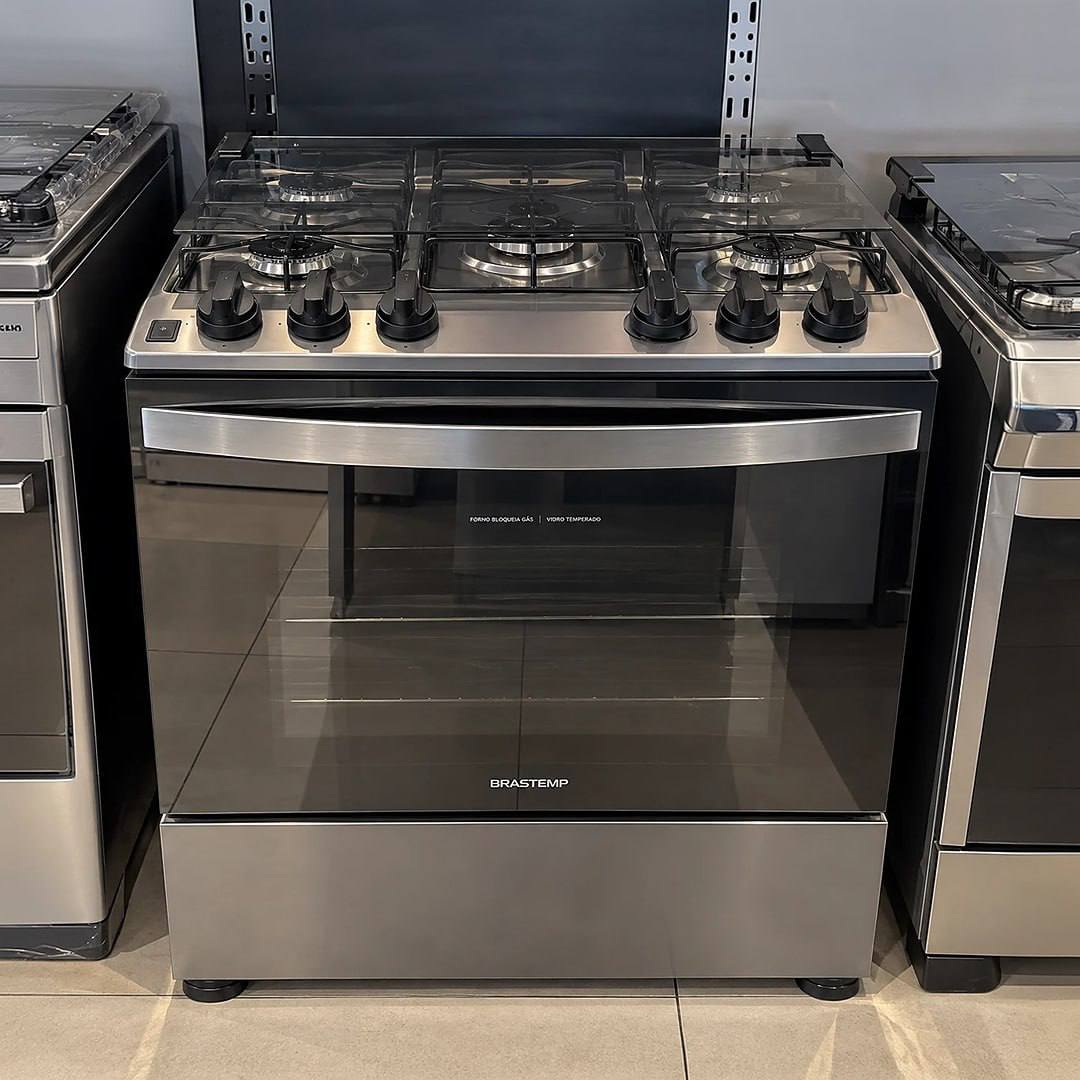 Fogão Brastemp BFS5NCR 5 Bocas Cor Inox Tipo de conexão Gás engarrafado