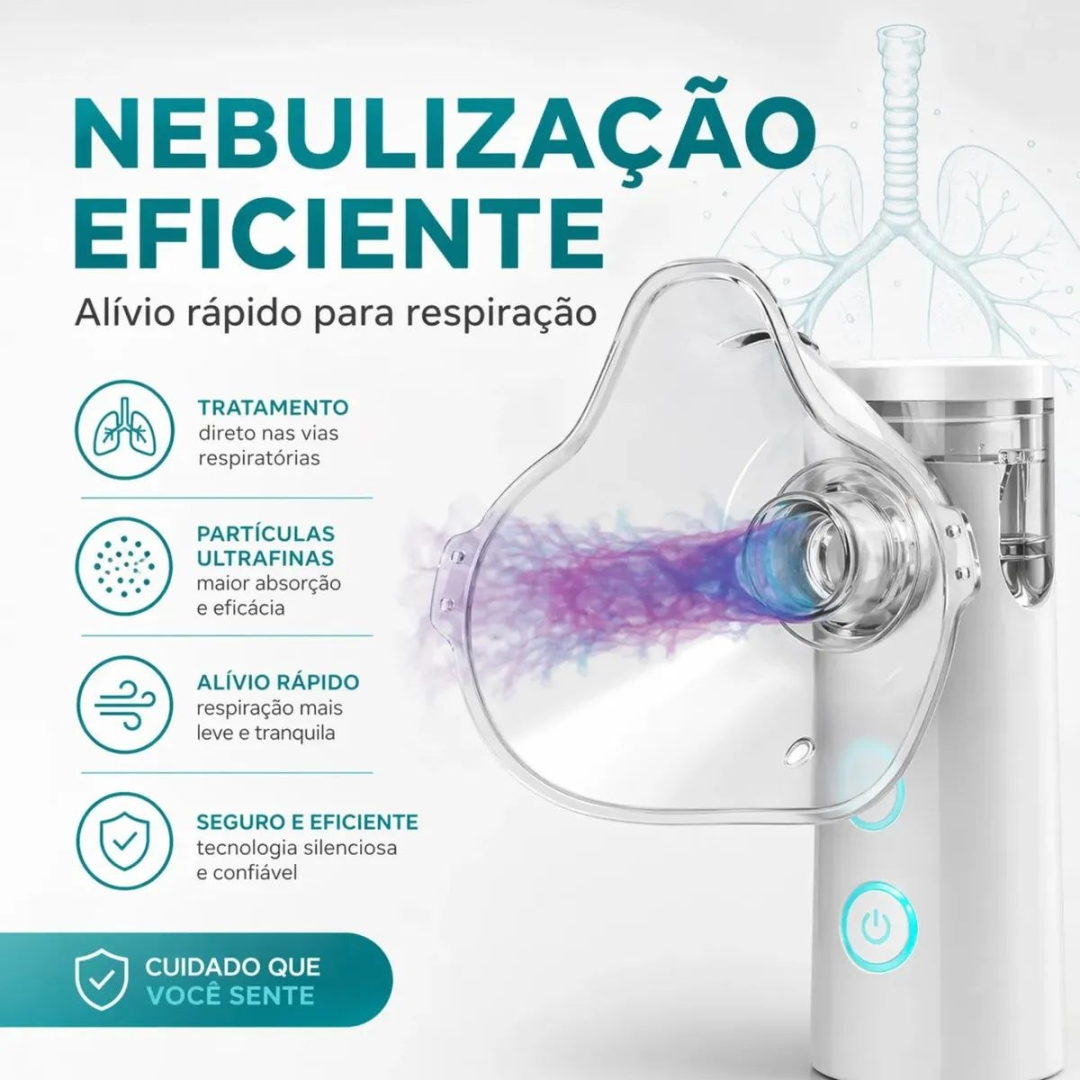 Nebulizador Portátil Recarregável Silencioso Infantil Adulto Branco 127/220v