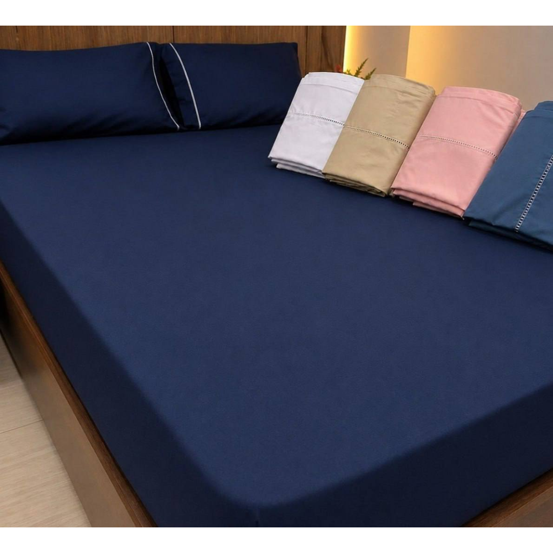 Jogo De Cama Casal Luxo 400 Fios Ponto Palito 3 Peças C/ Fronha Toque Macio Confortável Cor Vermelho Premium
