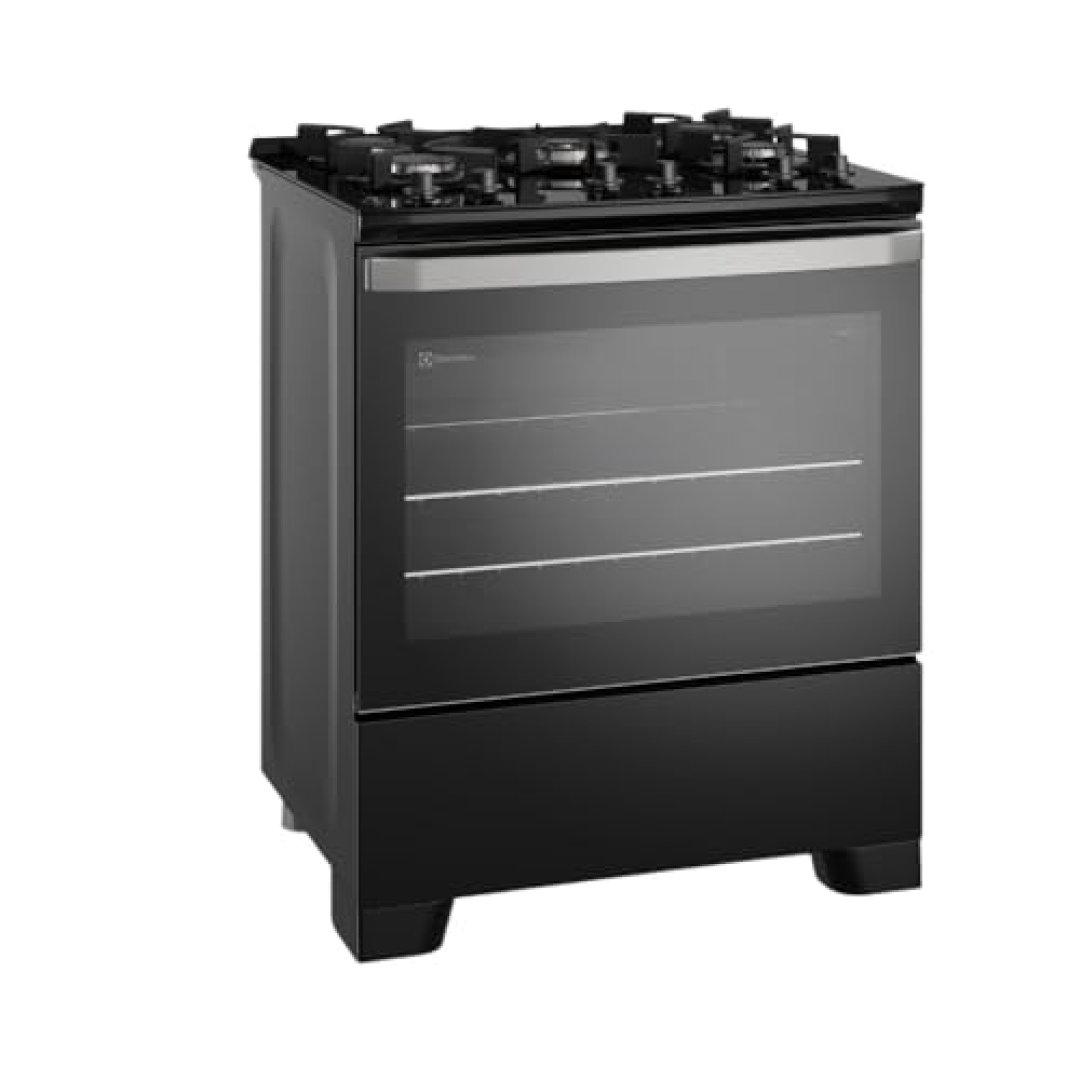 Fogão de Piso 5 Bocas à Gás Electrolux FE5GB Efficient com Mesa de Vidro Preto Bivolt