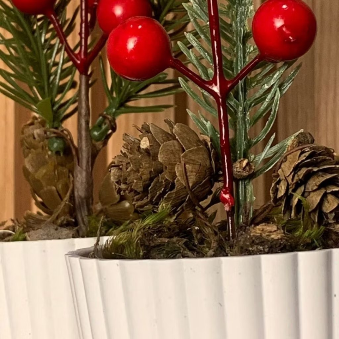 Kit 3 Enfeites De Natal Arranjos Natalinos Vasos Decoração