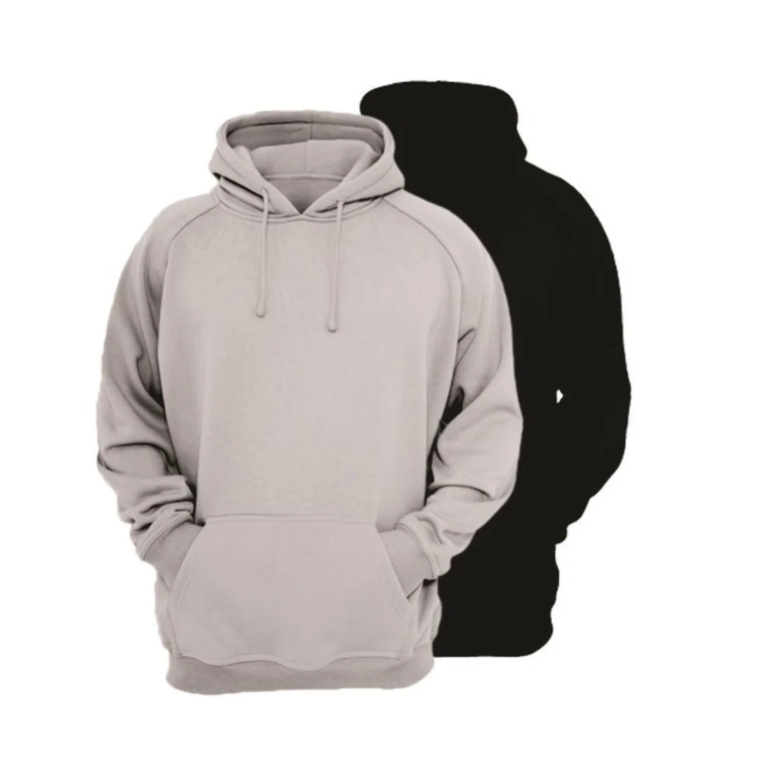 Kit 2 Moletom Masculino Canguru Capuz Bolso Algodão Ragor - Cinza+Preto