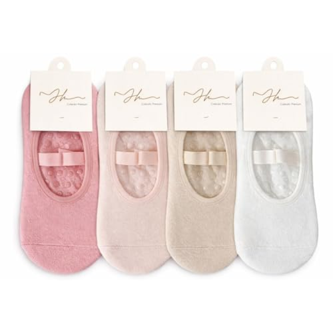 Kit Pares Meias Sapatilha Antiderrapante para Pilates e Yoga, Malha, Cores Sortidas e preta