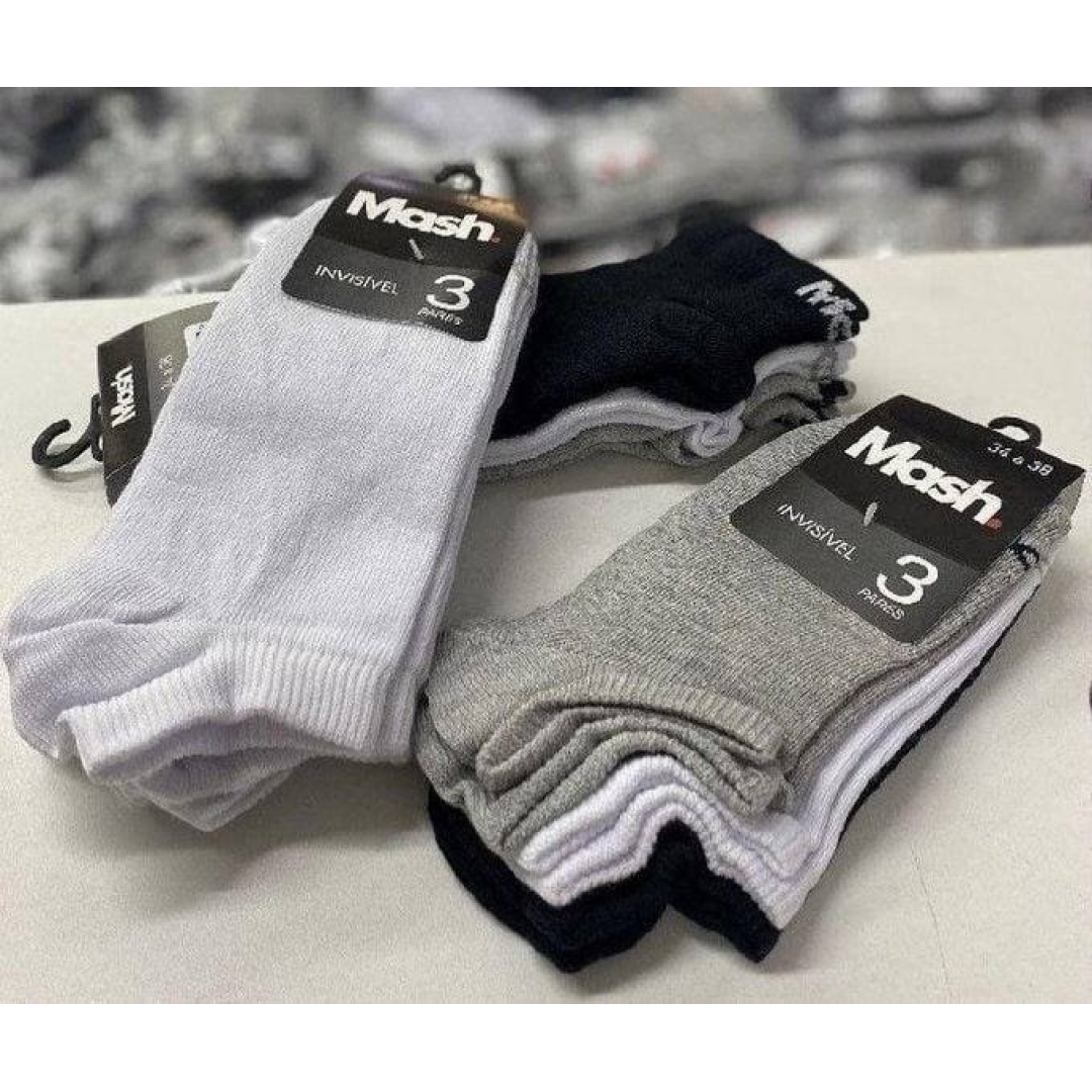 Kit com 10 Pares Meia Invisível Soquete Mash