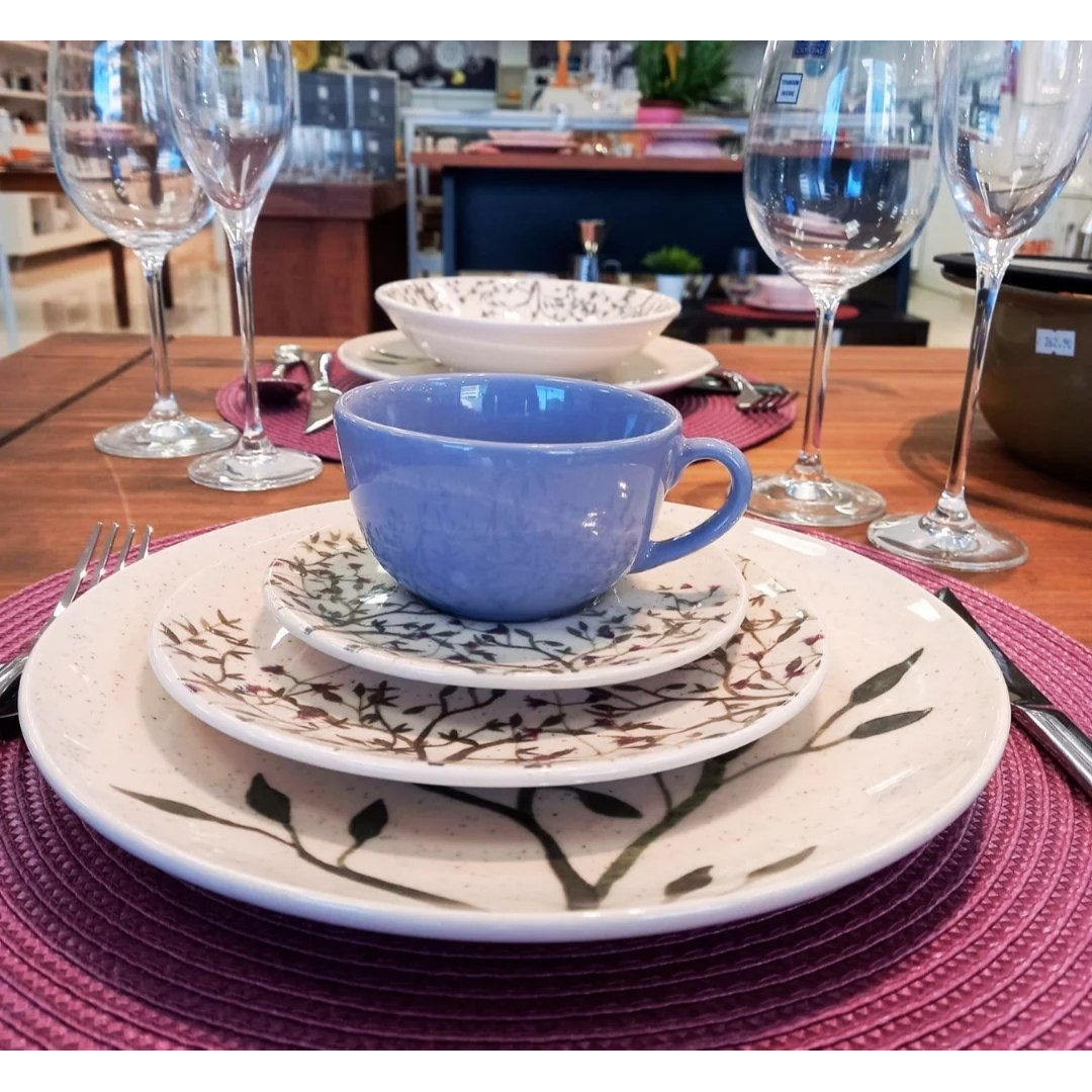 Aparelho de Jantar e Chá 20 Pçs Oxford Unni Lilac Cor Branco Florido