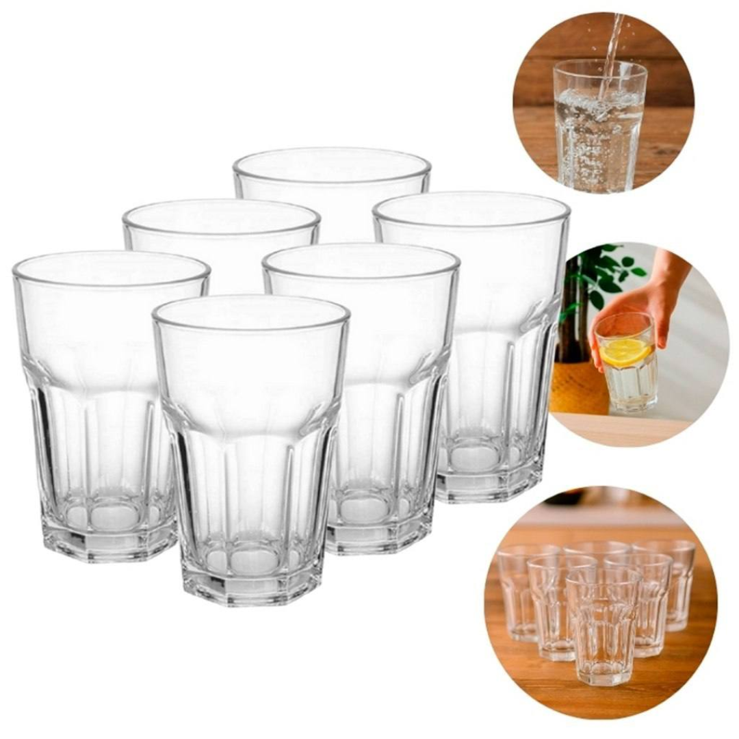 Jogo de Copos 6 Unidades 360ml Vidro Bristol Transparente - Bela Flor