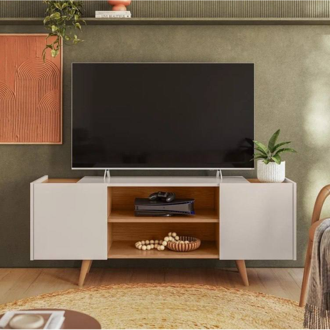 Rack Para Tv Até 55 River 2 Portas - Colibri Cor Off White Matte / Frejo