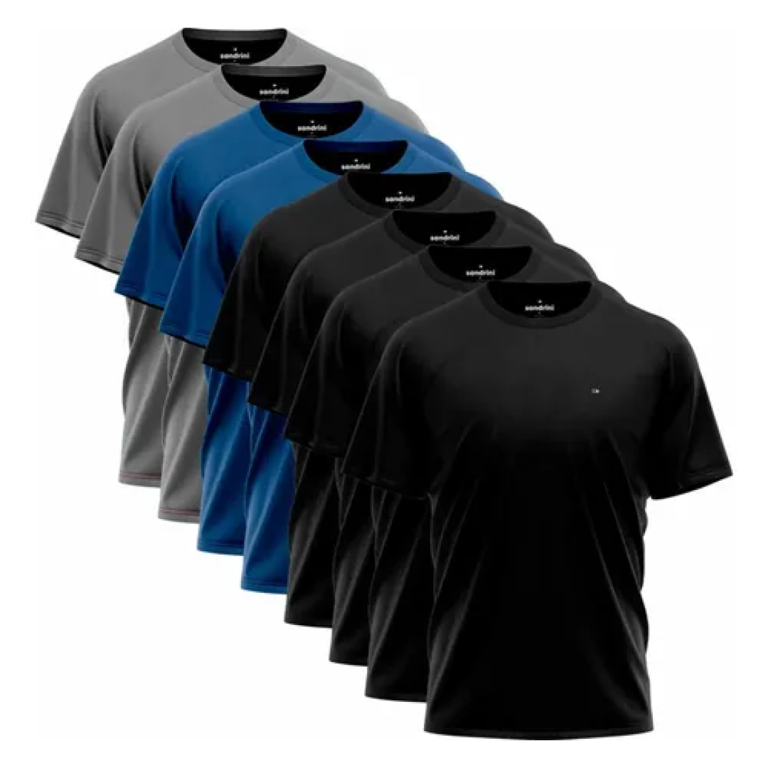 Kit com 8 Camisas Sandrini Dry Fit Academia