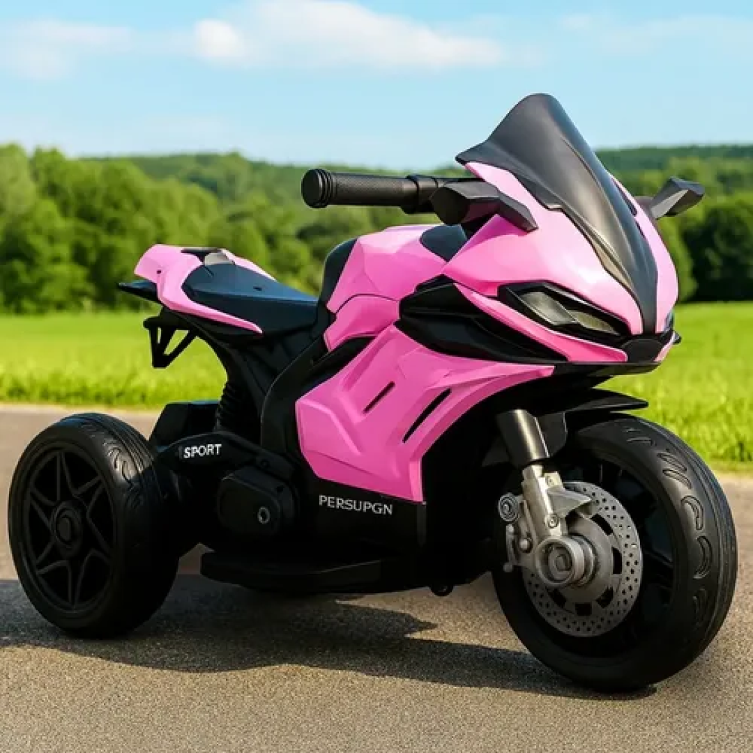 Mini Moto Elétrica Infantil Brinq Kids Rosa 6V Com Luzes E Buzina