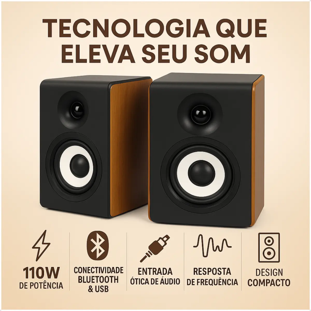 Caixa de Som Bluetooth Tomate MTS-2035 110W Marrom