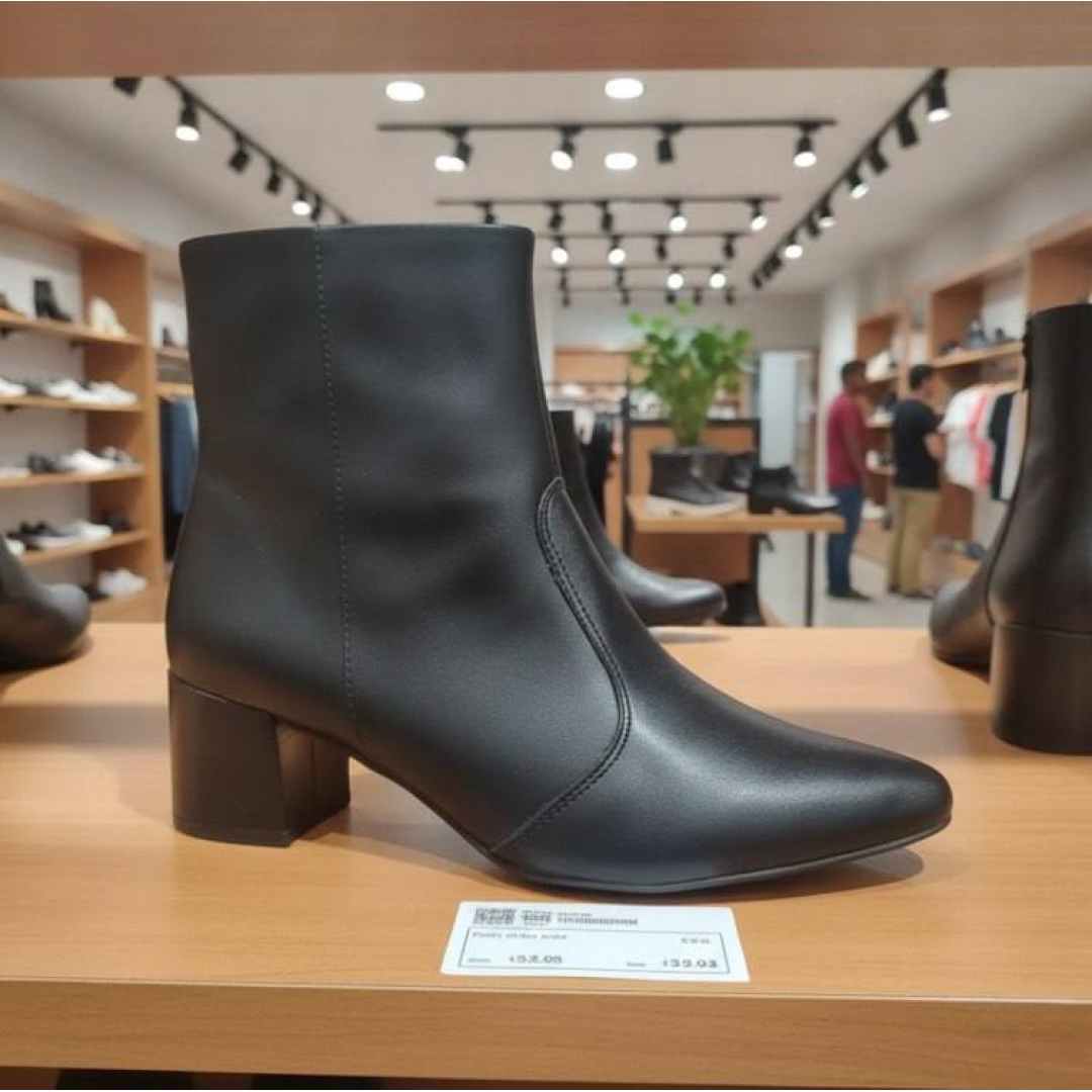 Bota Feminina Bico Fino Cano Curto Salto Clássica Elegante