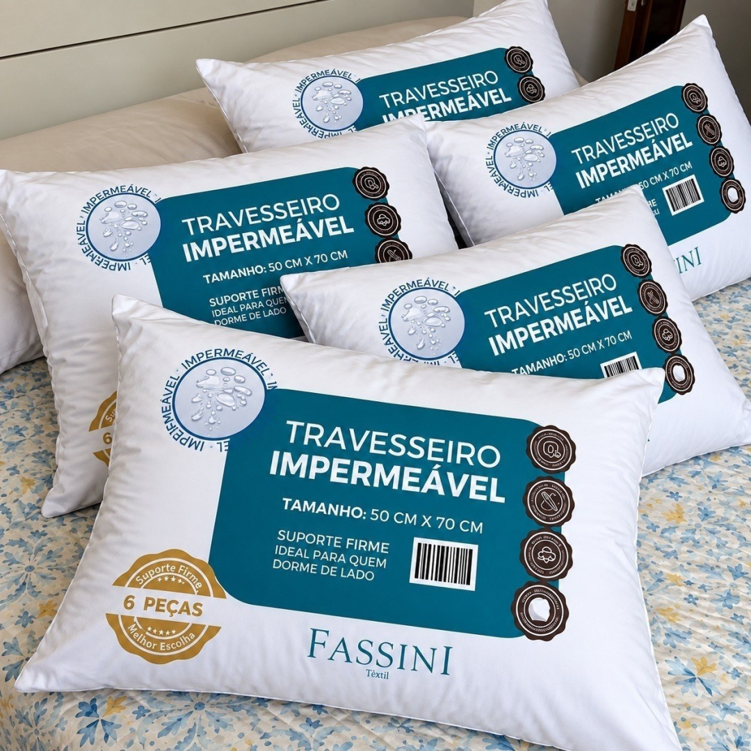 Kit com 6 Travesseiros Antialérgico 50x70 Branco