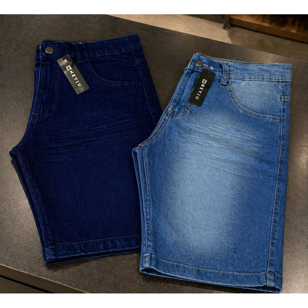 Kit 2 Bermudas Masculinas Jeans C\ Lycra Slim Fit