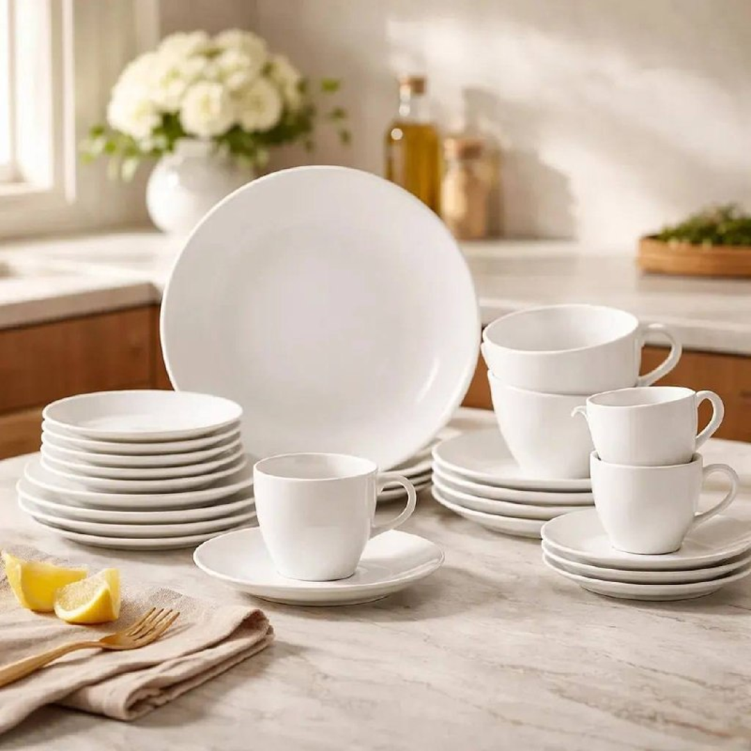 Jogo De Jantar Tramontina Porcelana Silvia 20 Peças Branco Lisa